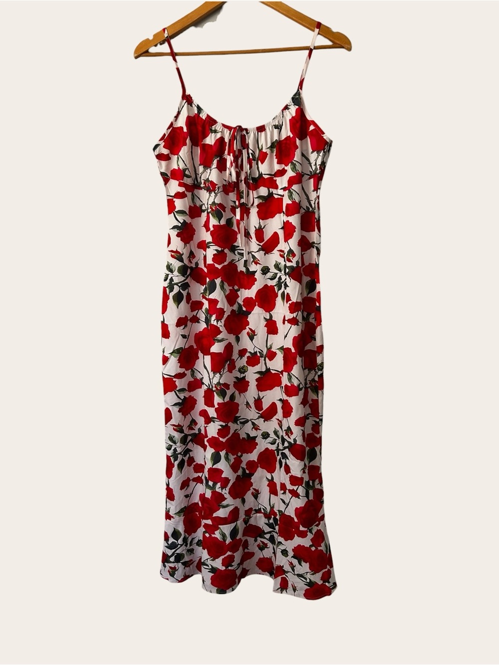 SHEIN Red & White Floral Slip Midi Dress - Picture 4 of 11